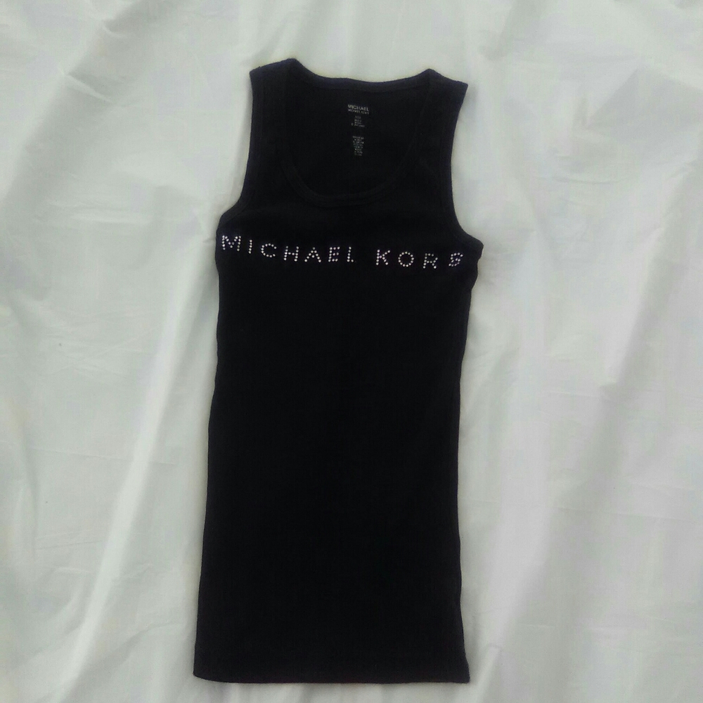 MICHAEL KORS  Black Tank Top with Silver Studs